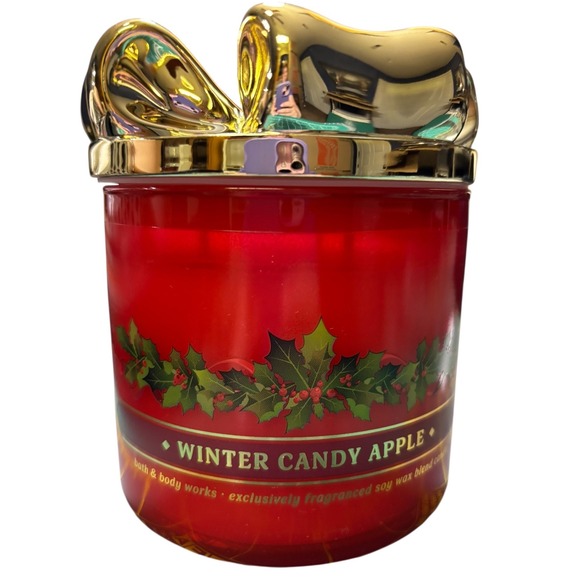 Bath & Body Works Winter Candy Apple‎ 3-Wick Scented Candle with Bow Lid 14.5oz - Picture 6 of 6